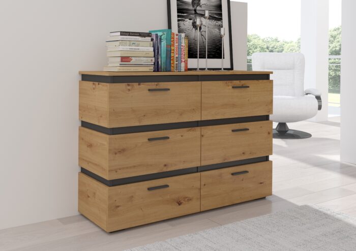 Komoda do salonu z 6 szufladami FARO AR21 6S Dąb Artisan